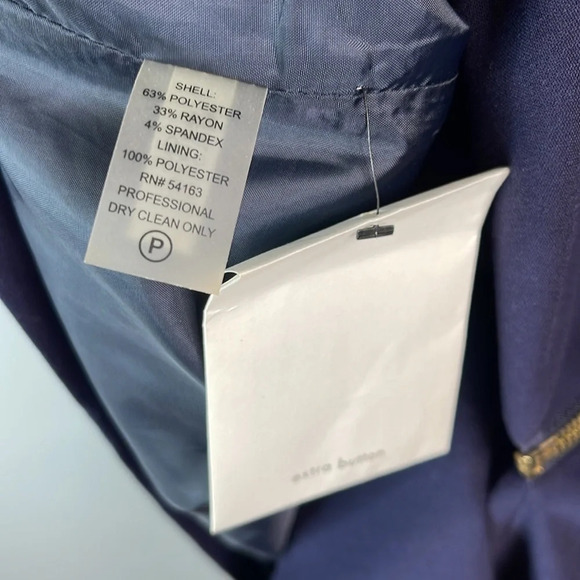 Calvin Klein NWOT Blazer Style Dress Navy Exposed Side Zipper Faux Pockets 8 - Picture 7 of 9